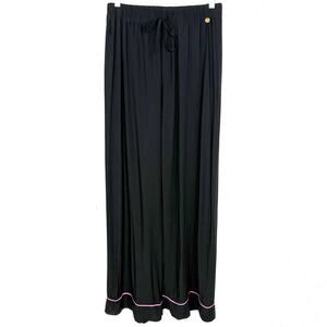 Sun68 Womens Viscose Wide Leg Drawstring Pants Black Relaxed Beach Size Medium